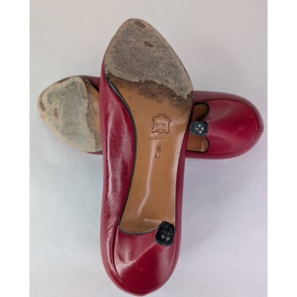 Vintage YSL Paris Shoes Size 8N Cherry Red Leather Pumps - Picture 4 of 11